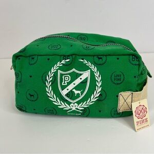 NEW Victoria’s Secret PINK Green Makeup Bag Toiletry Pouch Pencil Case Travel